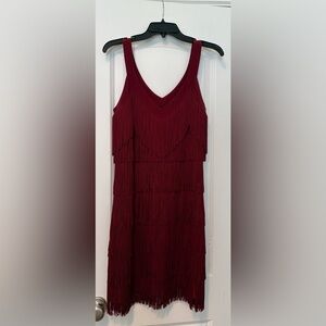 White House Black Market red fringe dress